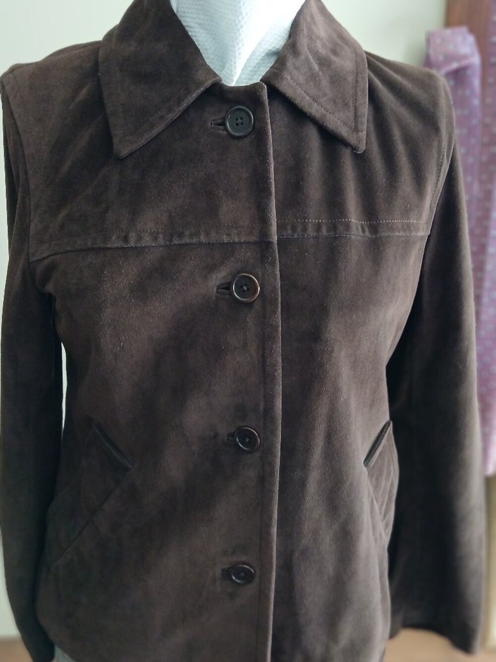Coach Dark Chocolate Brown Suede NWT Weekend Jacket Size S button front Vintage